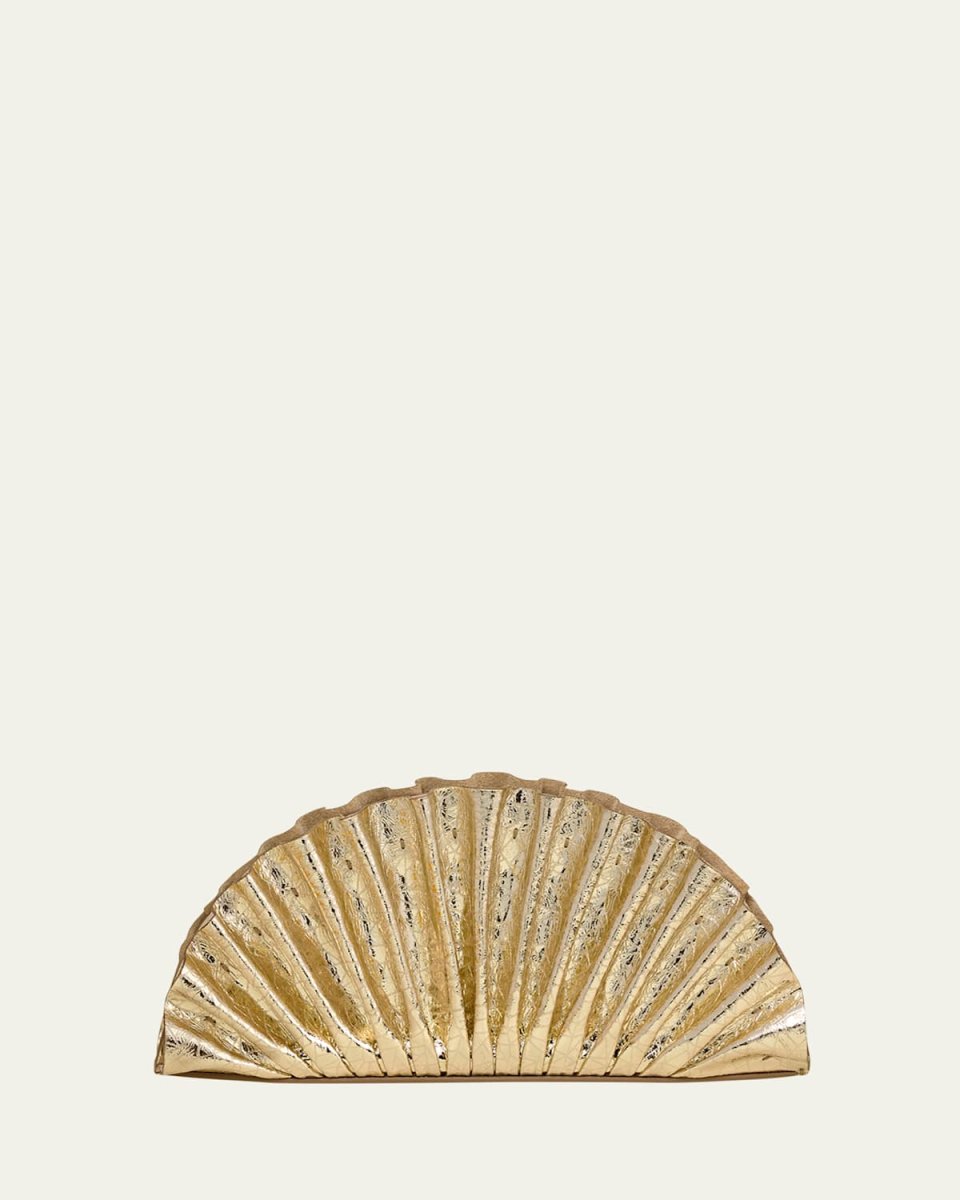 Nala Mini Metallic Leather Shell Clutch Bag